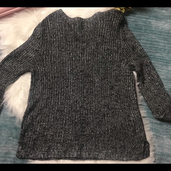 Eileen Fisher Shimmer Knit Black & Silver Sweater - Picture 4 of 4